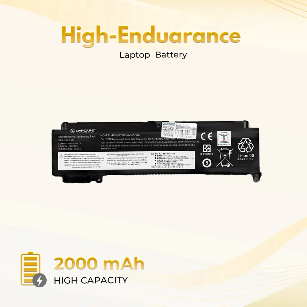 Lapcare Laptop Battery Compatible For Lenovo ThinkPad T460s | 01AV405 view 2